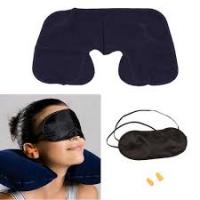 مجموعة السفر مخدة رقبة قابلة للنفخ وغطاء عين وسدادات ا�