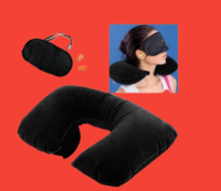 مجموعة السفر مخدة رقبة قابلة للنفخ وغطاء عين وسدادات ا�